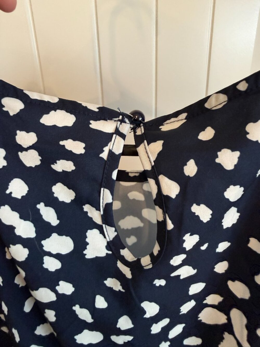 Navy tiered mini dress with a white dalmatian dot print - Picture 4 of 6